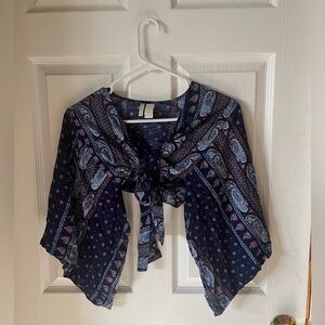 🚫SOLD🚫Navy Paisley Print tie top